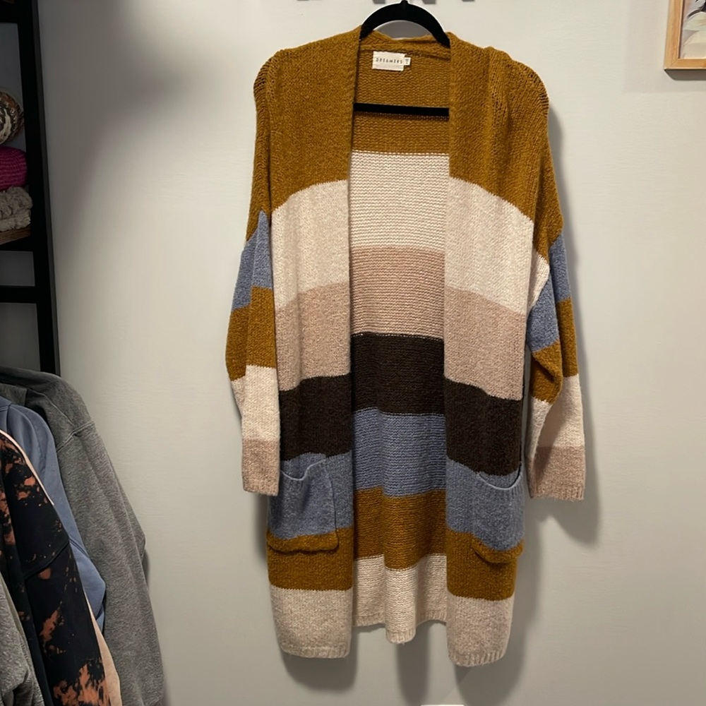 Striped sweater duster size XL.